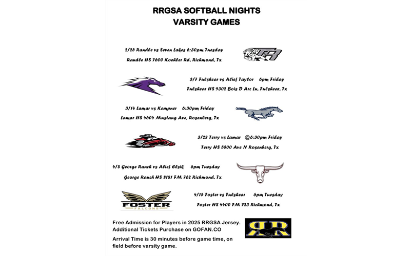 RRGSA Varsity Softball Game Nights!